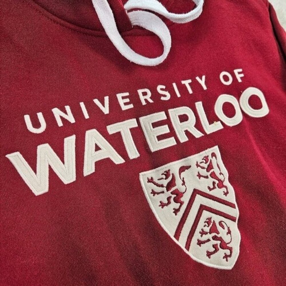 University of Waterloo Hoodie Embroidered Logo Sweatshirt Long Sleeve Men's Sz S - Picture 1 of 10